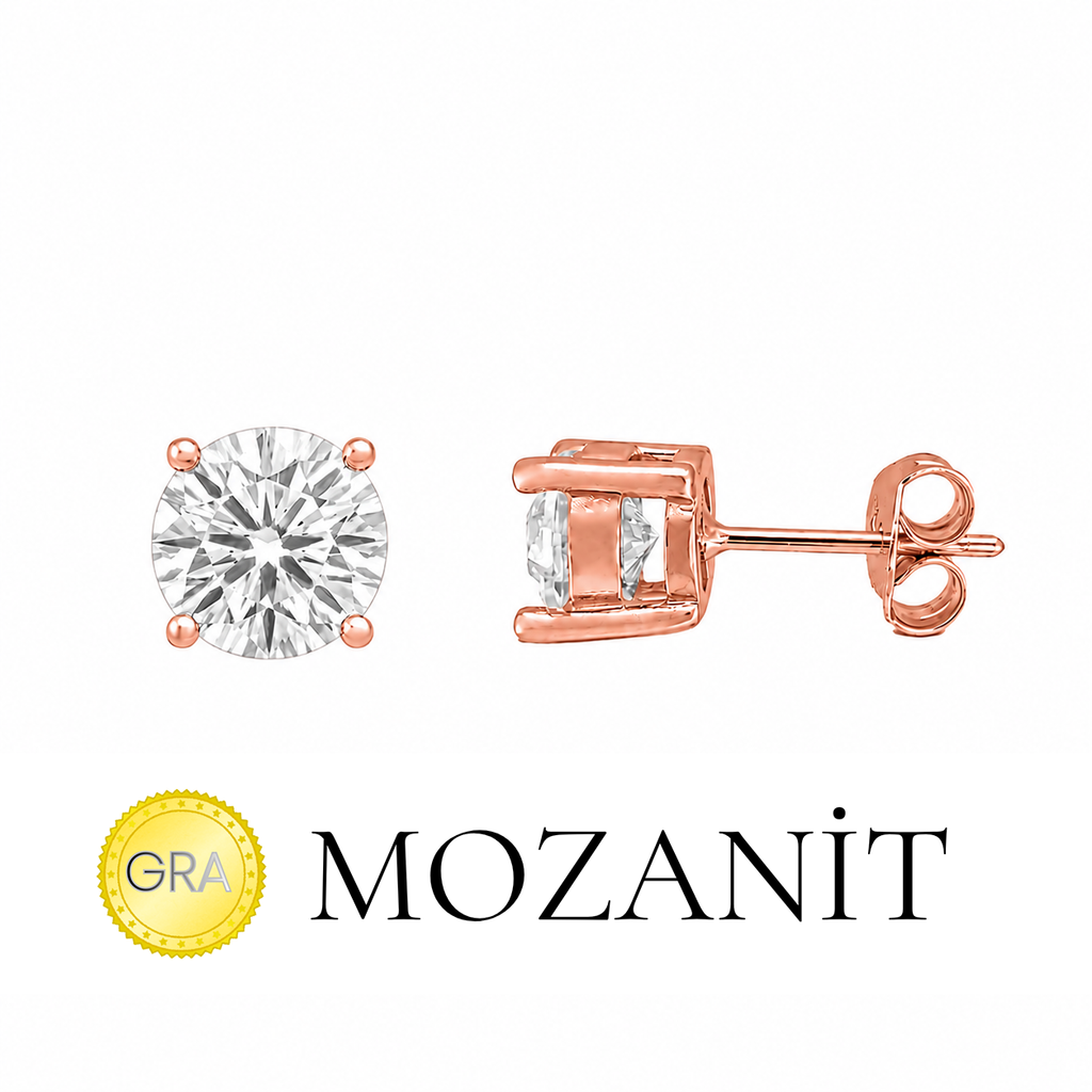 6 mm Mozanit Tektaş Küpe