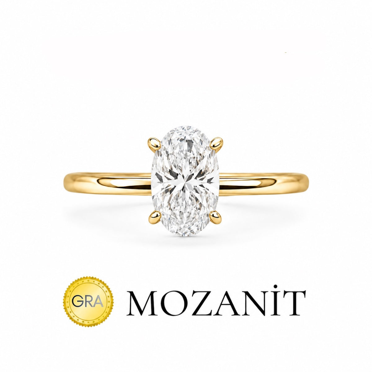 Bir Buçuk Karat Mozanit Oval Yüzük