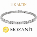 14K Üç Buçuk mm Mozanit Suyolu Bileklik