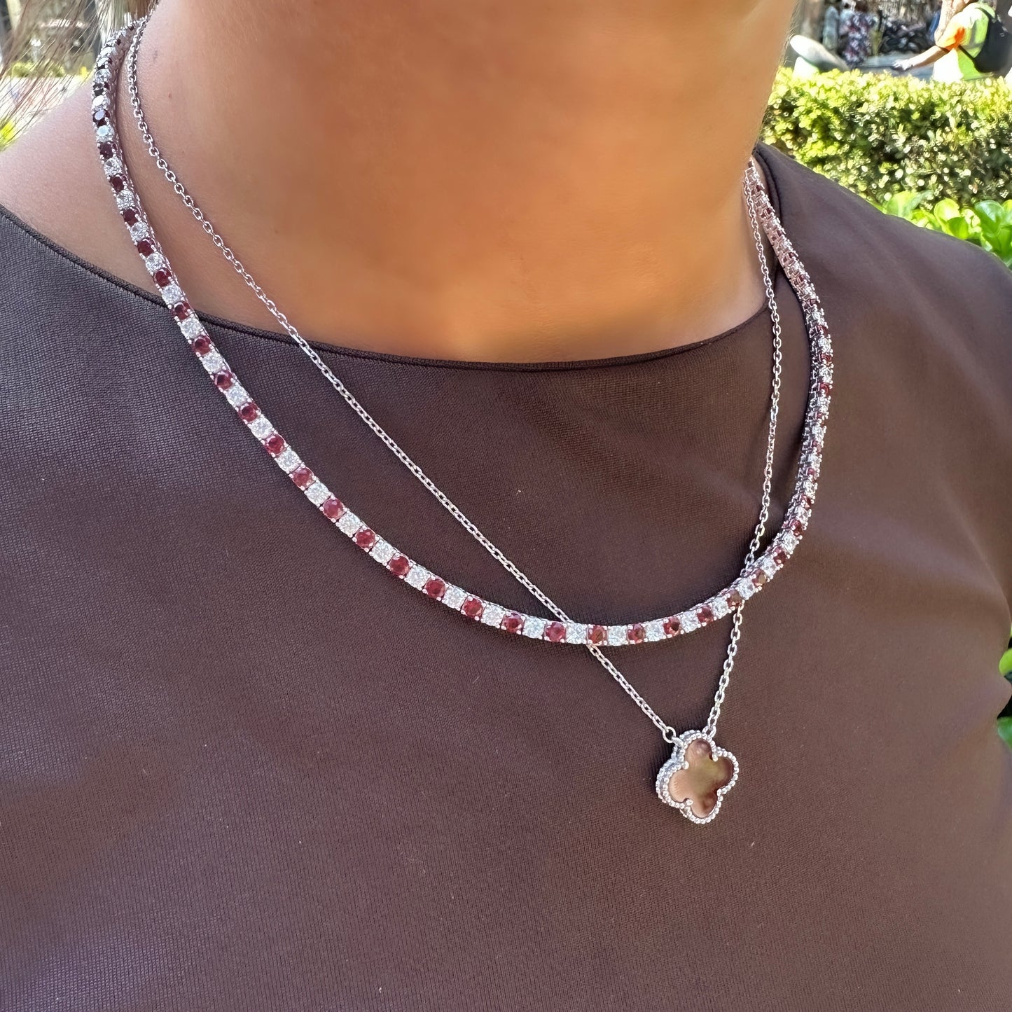 Üç mm Bordo Taşlı Suyolu Kolye