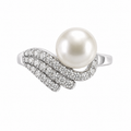 Three-Row Stone Pearl Ring