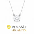 14K 9 mm Mozanit Tektaş Kolye