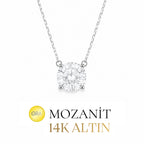 14K 9 mm Mozanit Tektaş Kolye