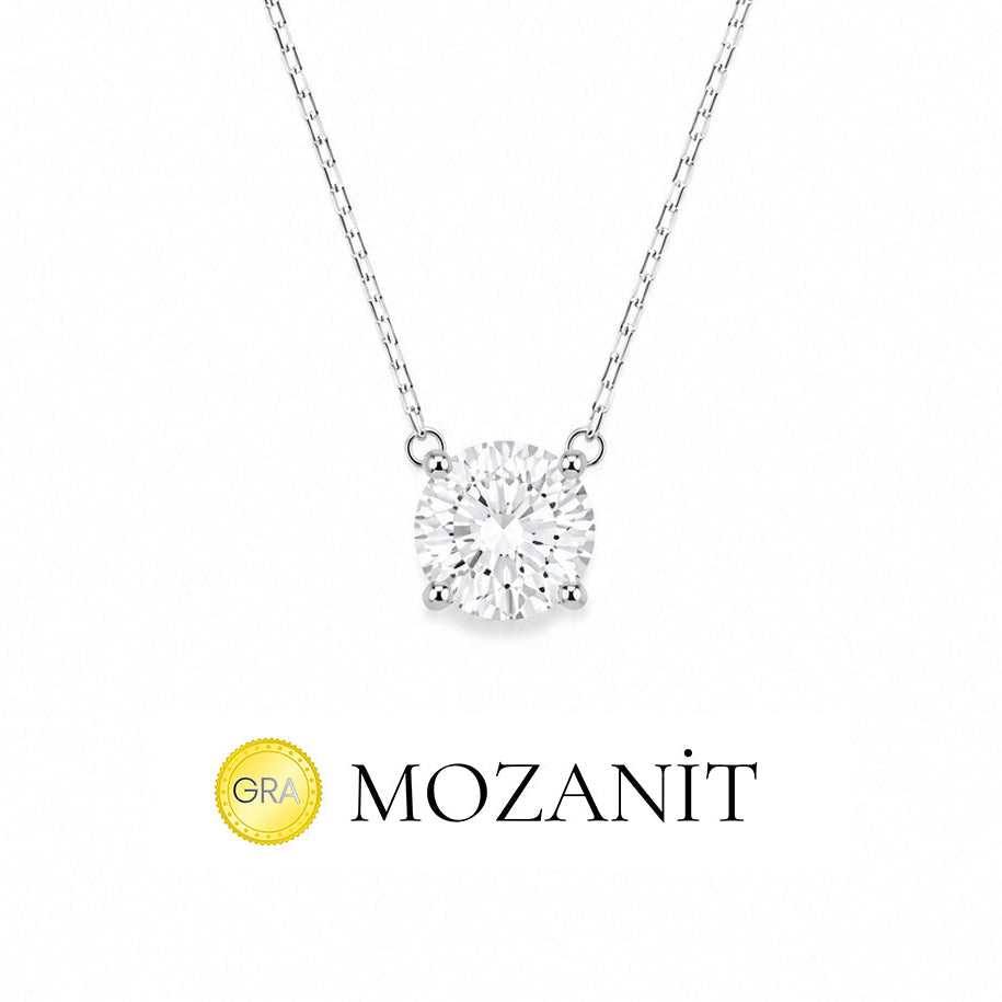 8 mm Mozanit Tektaş Kolye