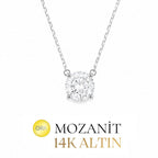 14K 8 mm Mozanit Tektaş Kolye