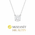14K 7 mm Mozanit Tektaş Kolye