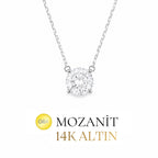 14K 7 mm Mozanit Tektaş Kolye