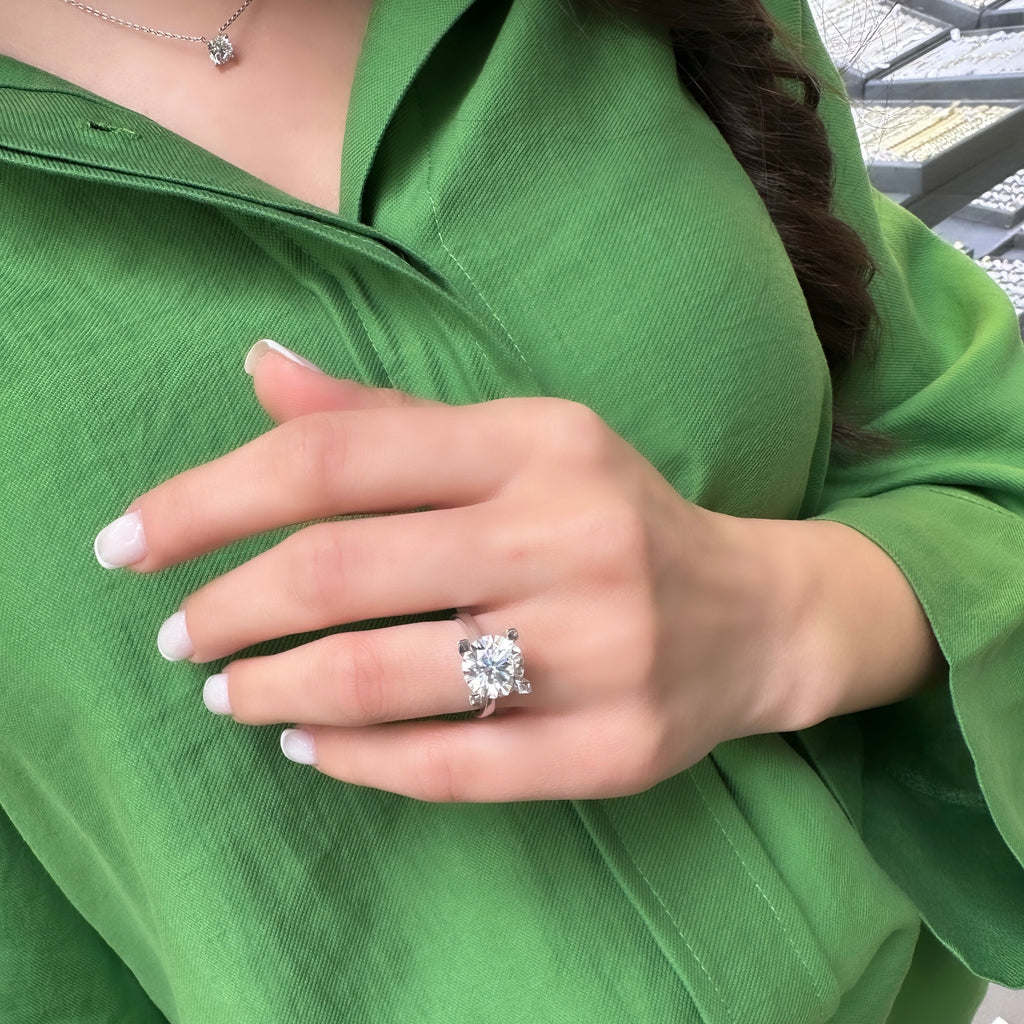 14K Dört Karat Mozanit Tektaş Yüzük