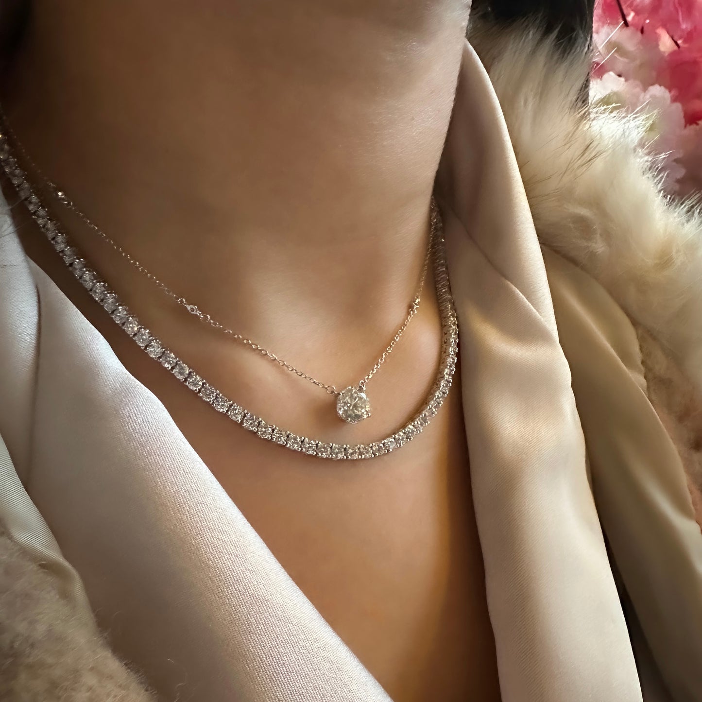 Three mm Moissanite Waterway Necklace