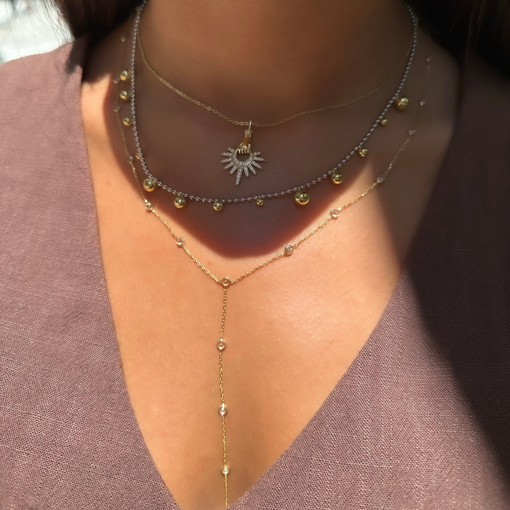 Designer Taşlı Y Kolye