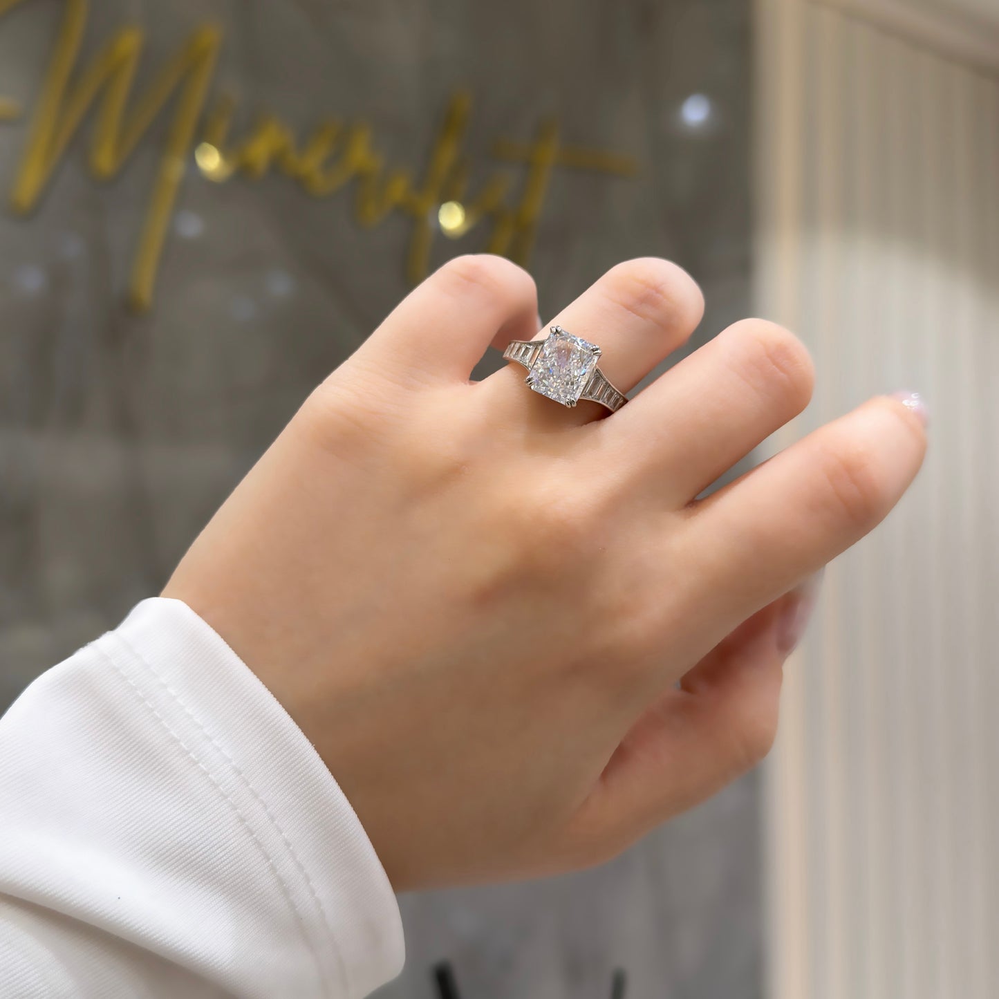 Ice Cut Side Baguette Stone Ring