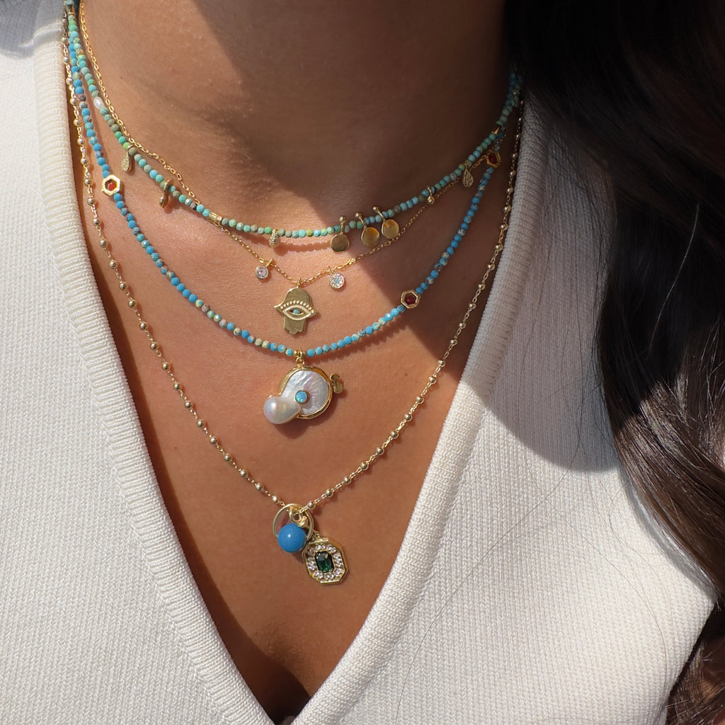 Evil Eye Detailed Hand Necklace