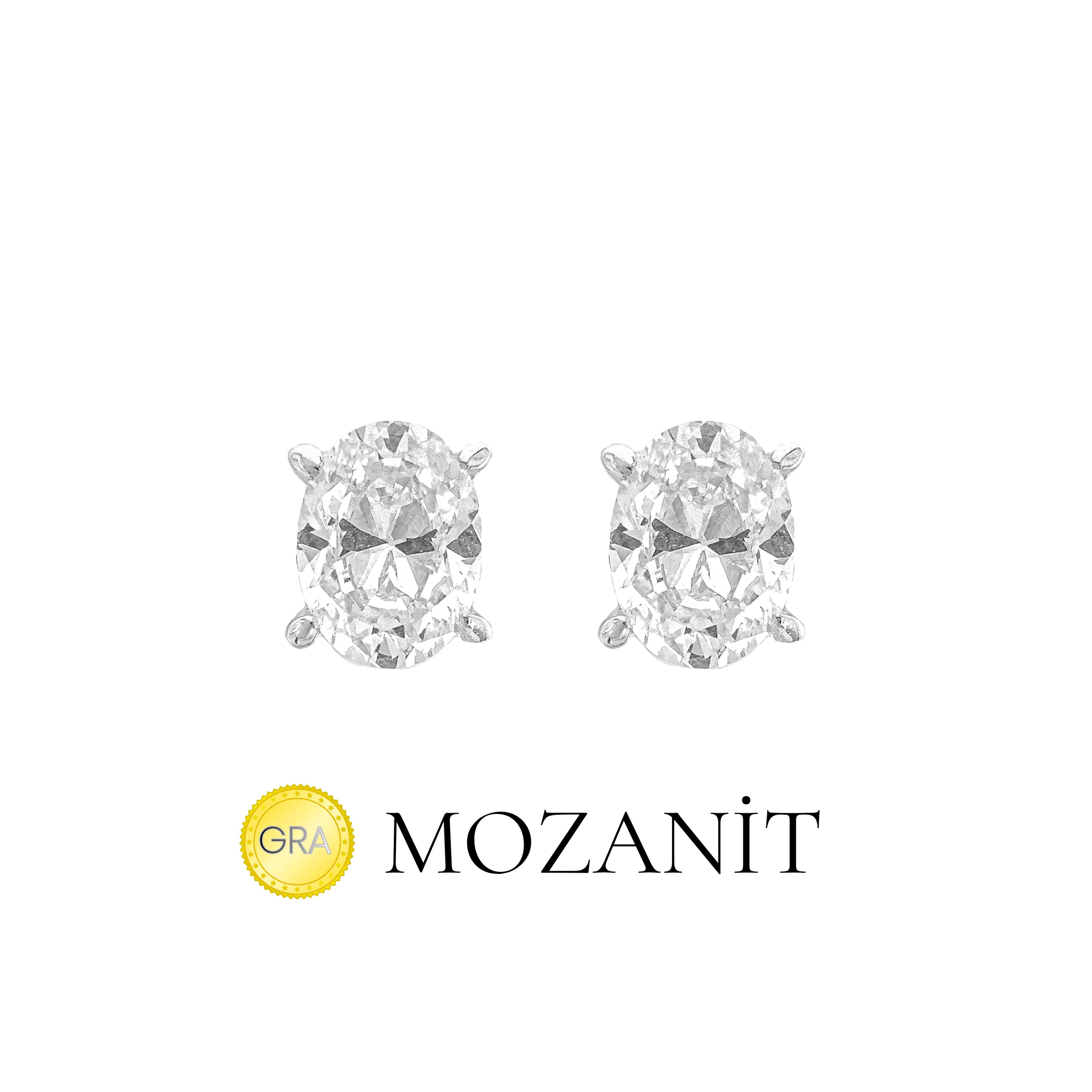 Bir Buçuk Karat Mozanit Oval Küpe