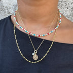 Turkuaz/Mercan İnci Doğal Taş Kolye