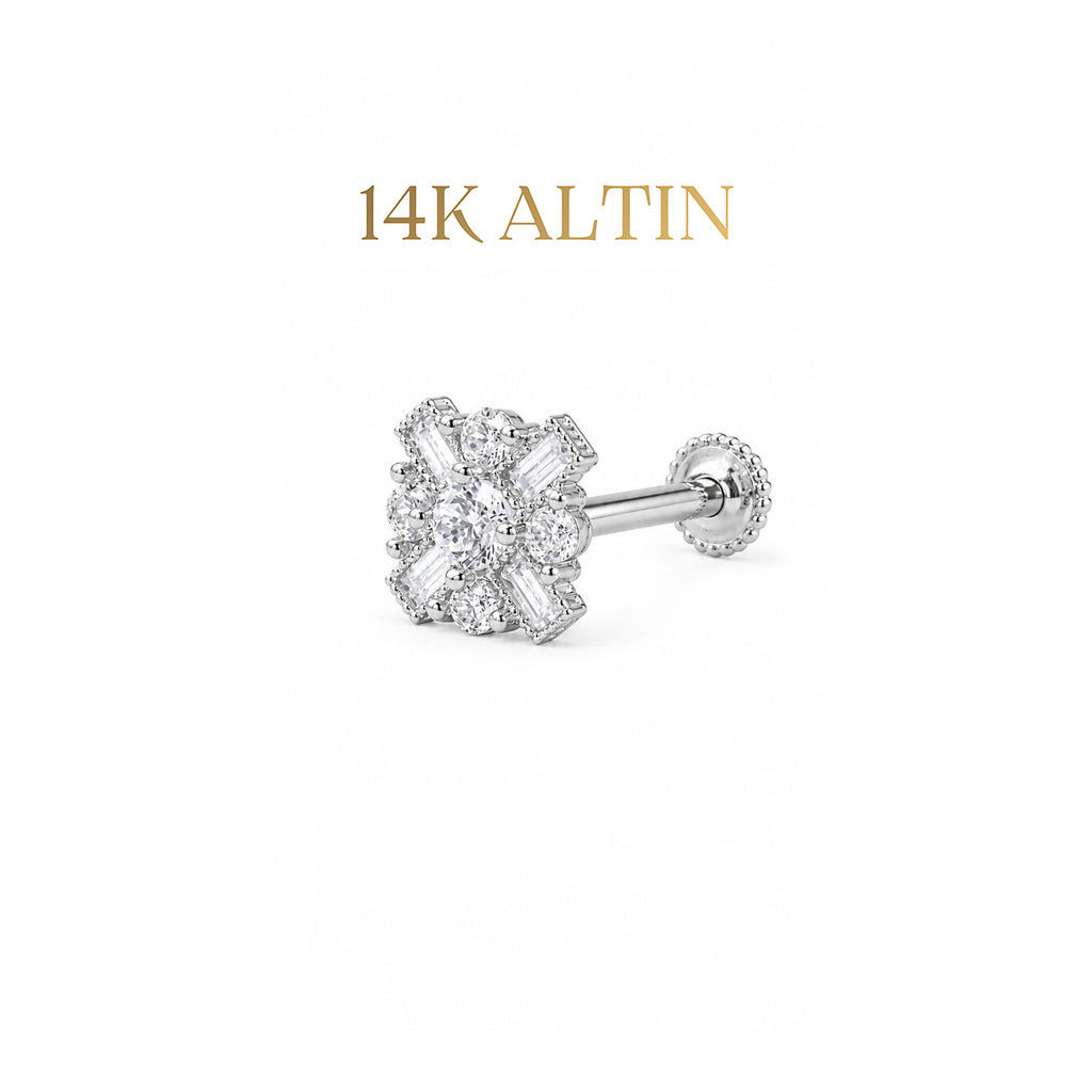 14K Taşlı Tasarım Piercing