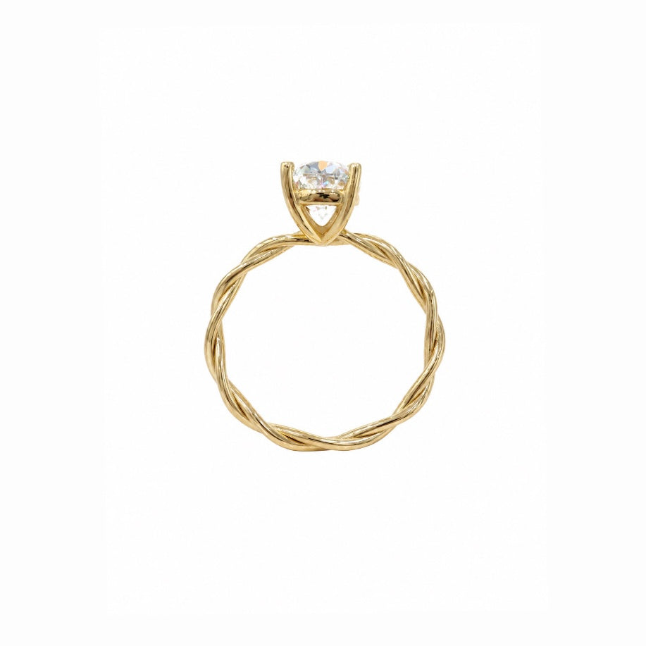 14K İki Karat Burgu Mozanit Oval Yüzük