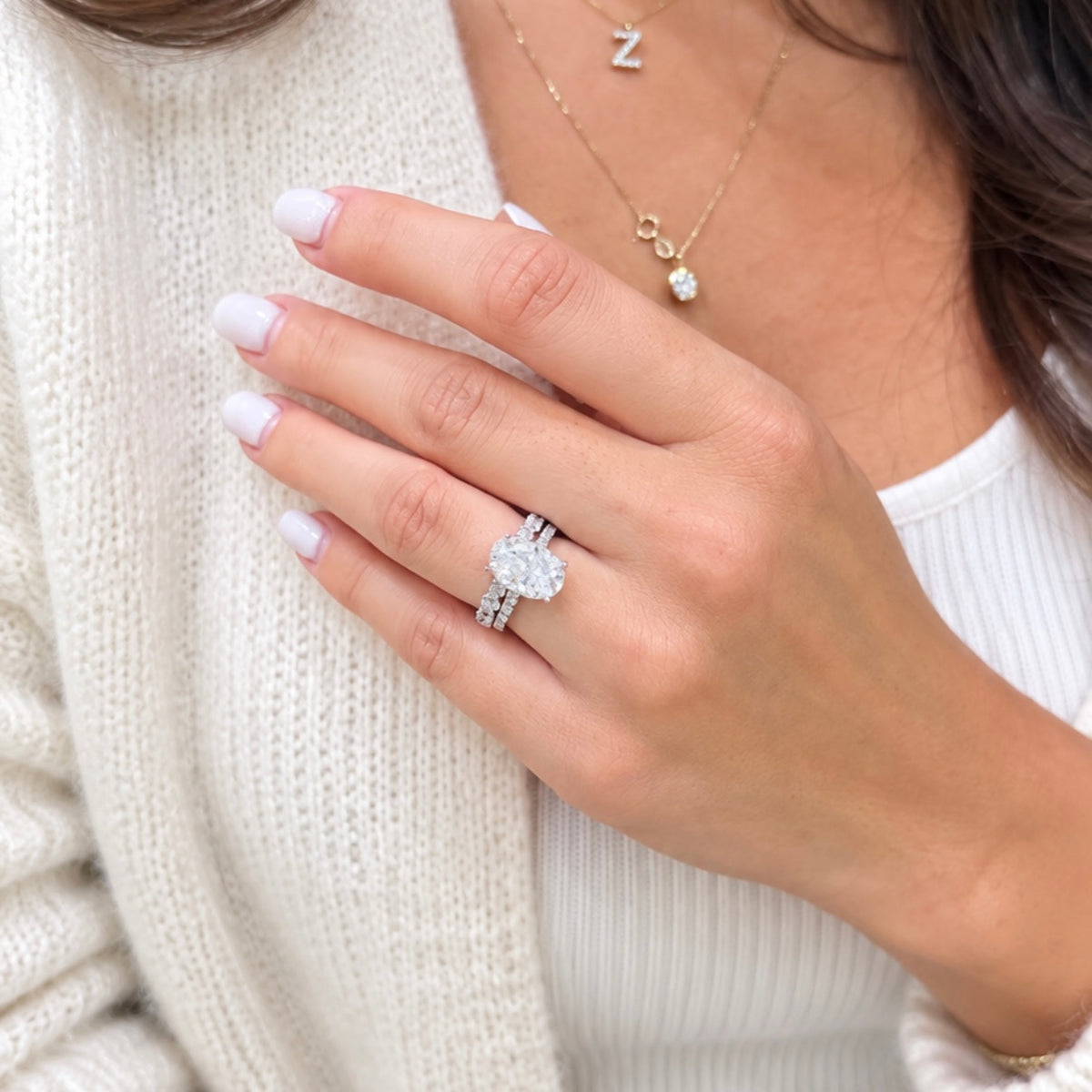 14K Üç Buçuk Karat Mozanit Uzun Oval Tektaş Yüzük