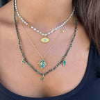 Yeşil Taşlı Figürlü Doğal Taş Kolye