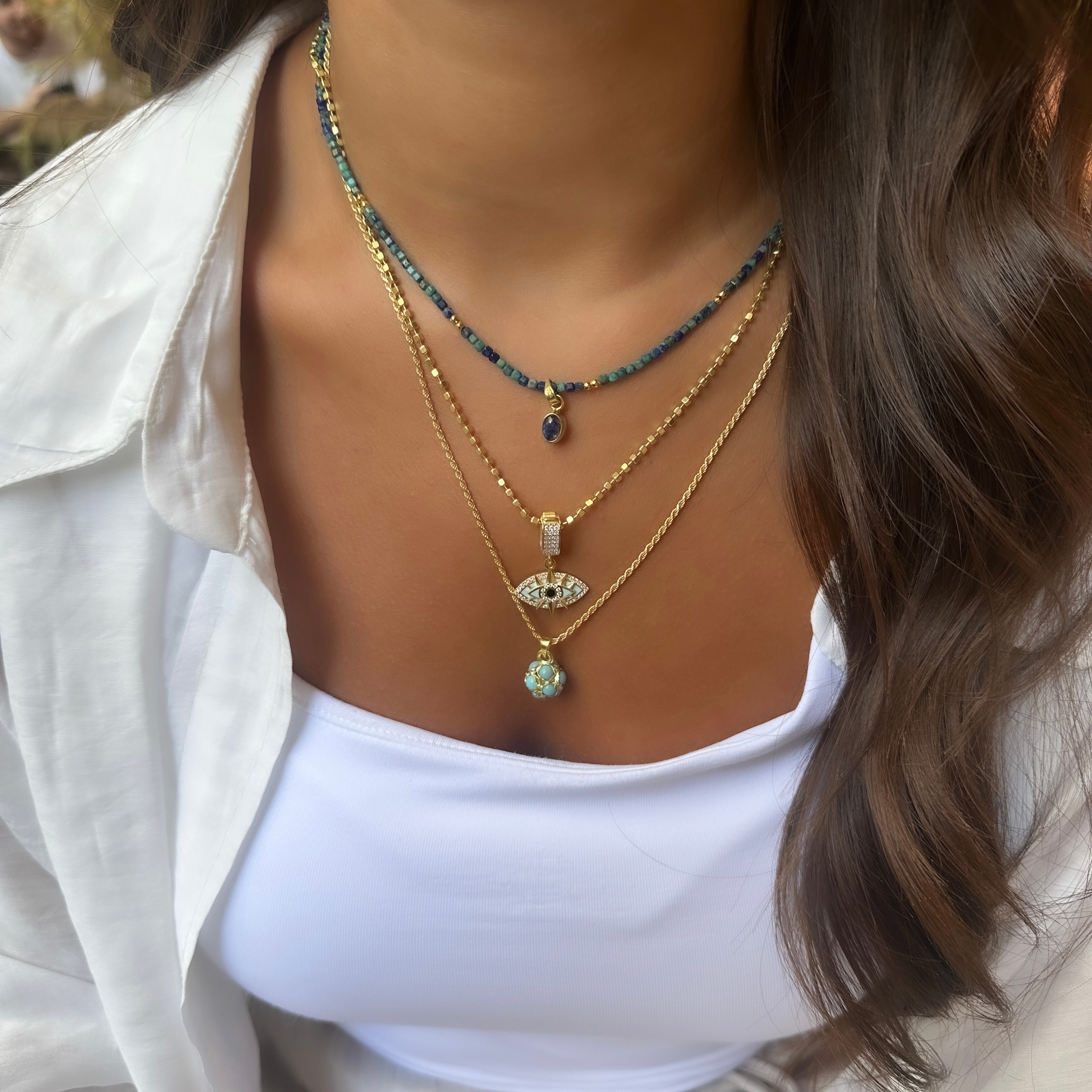 Azurit Doğal Taş Kolye