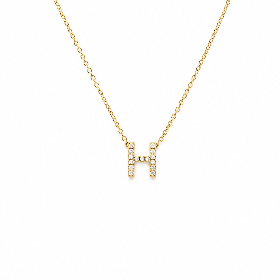Taşlı Minimal Harf Kolye