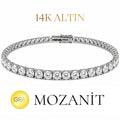 14K Dört mm Mozanit Suyolu Bileklik