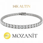 14K Dört mm Mozanit Suyolu Bileklik
