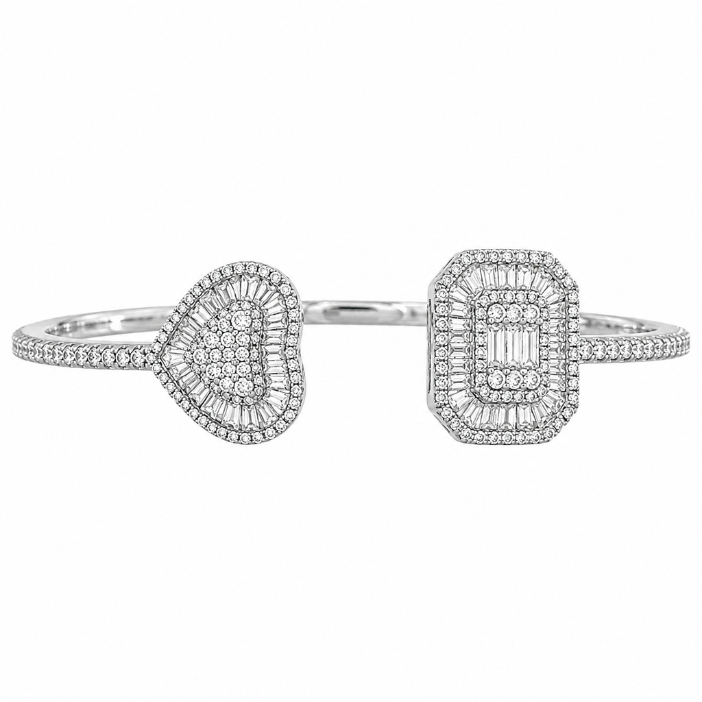 Baguette Stone Heart Cuff