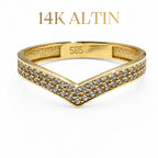 14K Siena V Kesim Taşlı Yüzük