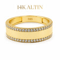 14K Luna Çift Sıra Taşlı Yüzük