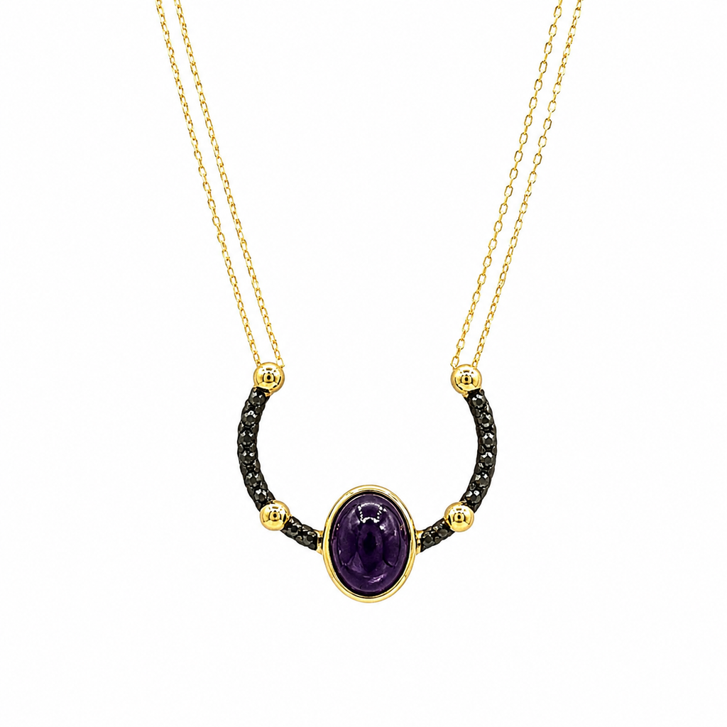 Amethyst Gemstone Horseshoe Design Necklace