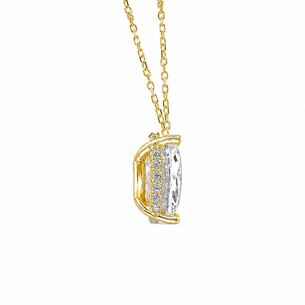 Stone-Set D-Color Oval Necklace