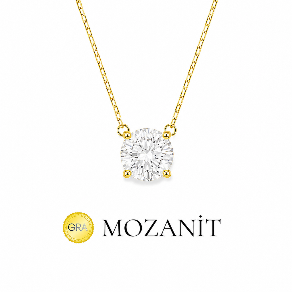8 mm Mozanit Tektaş Kolye