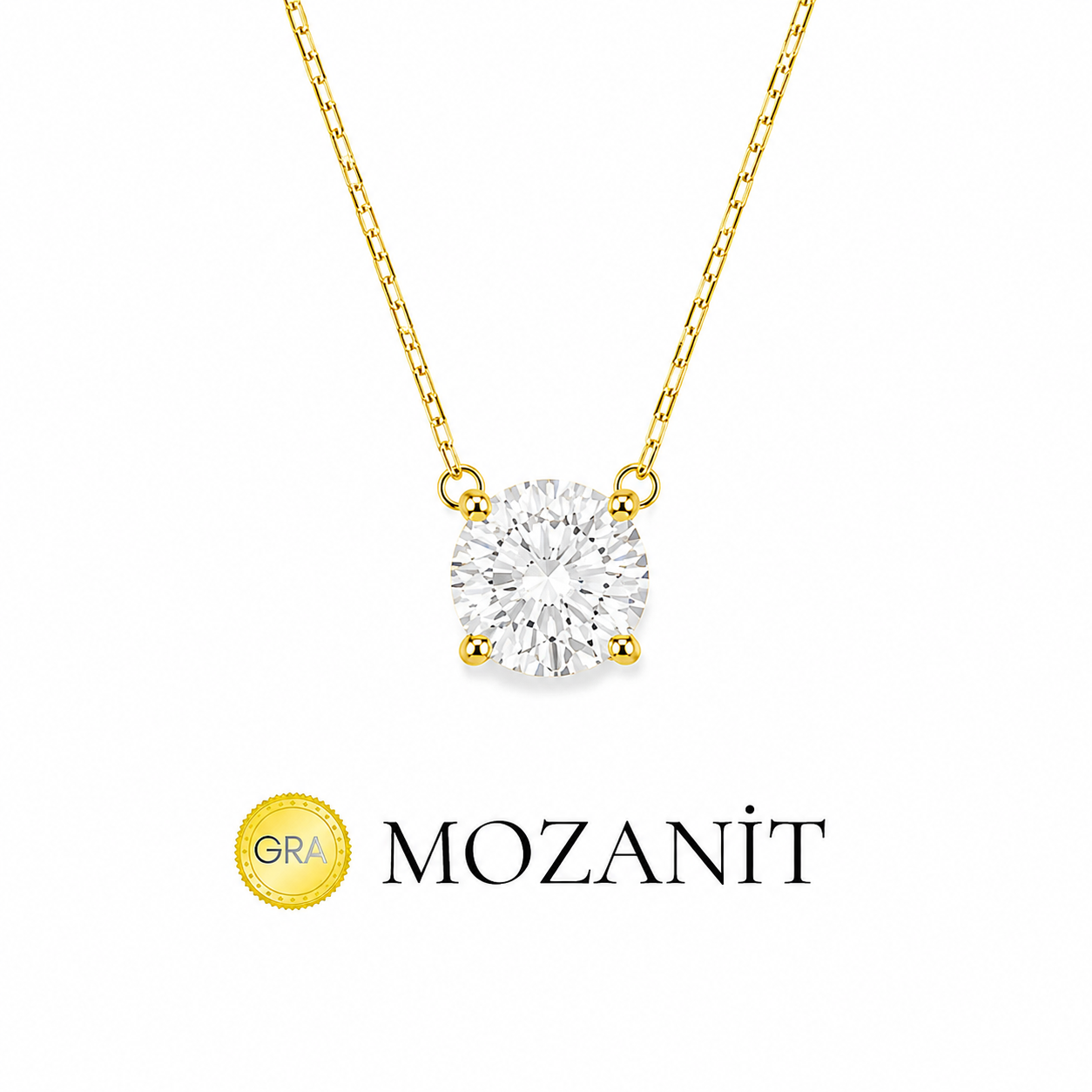8 mm Mozanit Tektaş Kolye