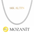 14K İki Buçuk mm Mozanit Suyolu Kolye