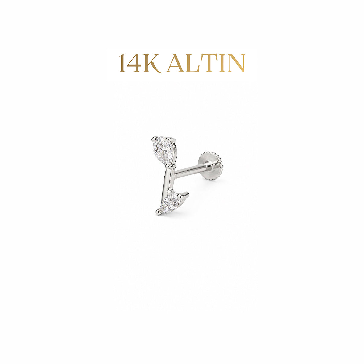 14K Kristal Dal Piercing