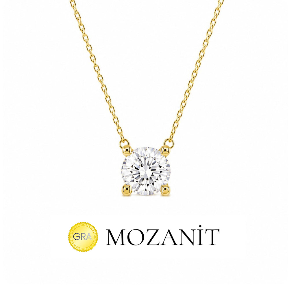 Mozanit Bir Karat Tektaş Kolye