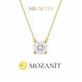 14K Mozanit İki Karat Tektaş Kolye