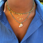 Sedefli Turkuaz Doğal Taş Kolye