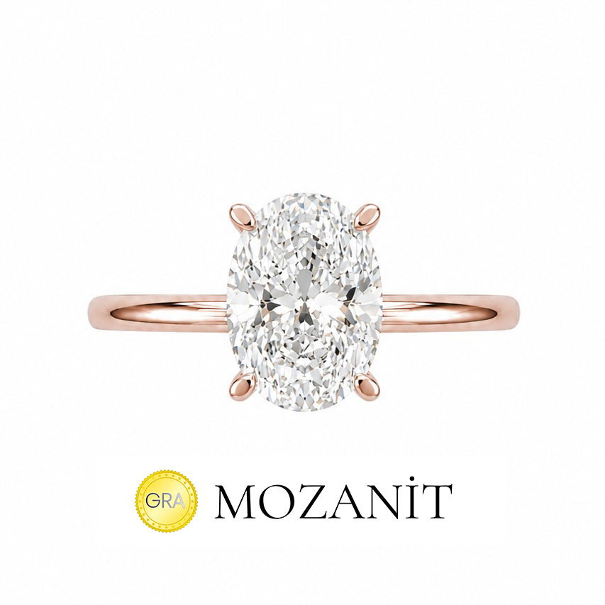İki Karat Mozanit Oval Yüzük