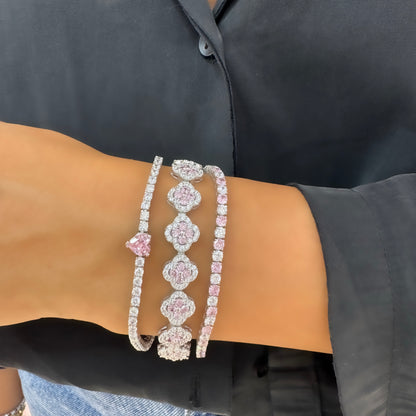 Pembe Yonca Taşlı Bileklik