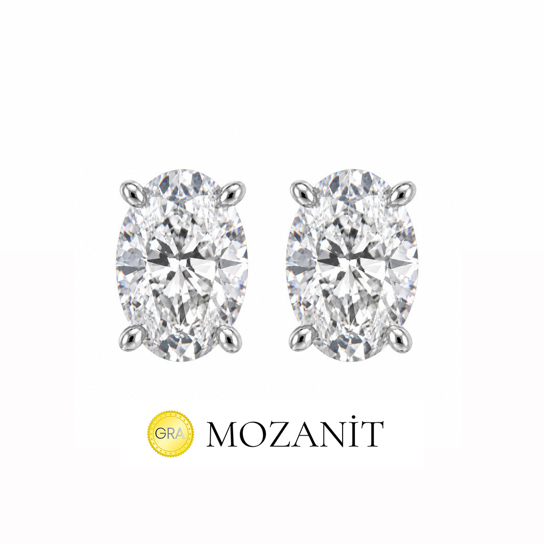 İki Karat  Mozanit Oval Küpe