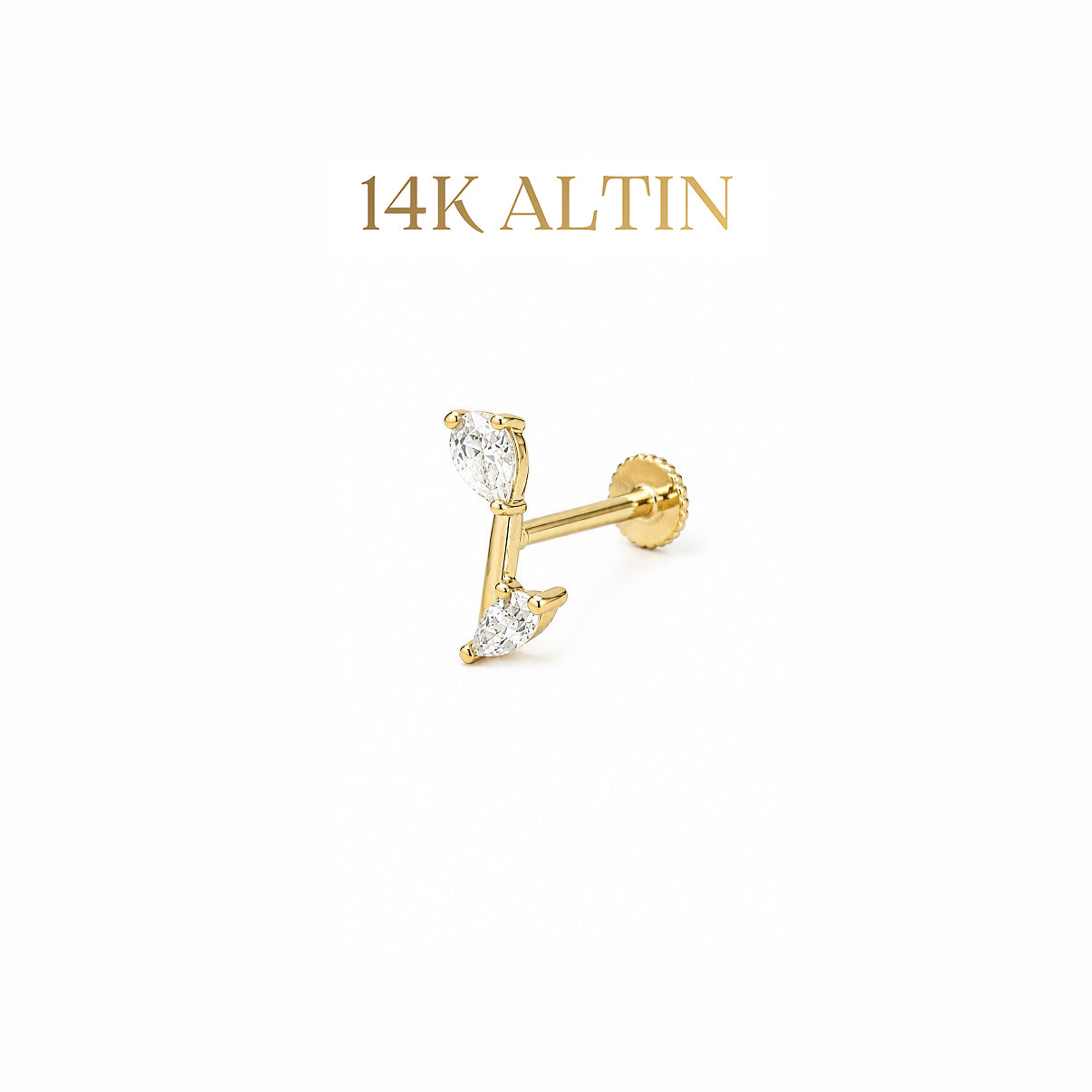 14K Kristal Dal Piercing