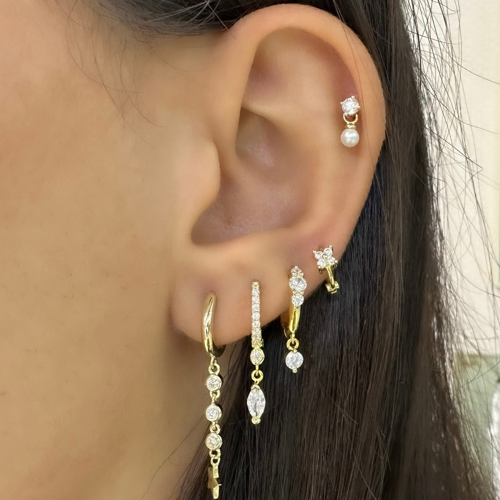 Markiz Taşlı Halka Küpe