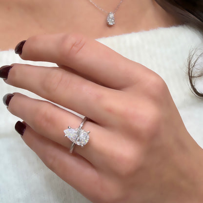 Taşlı Montür Mozanit Damla Tektaş Yüzük