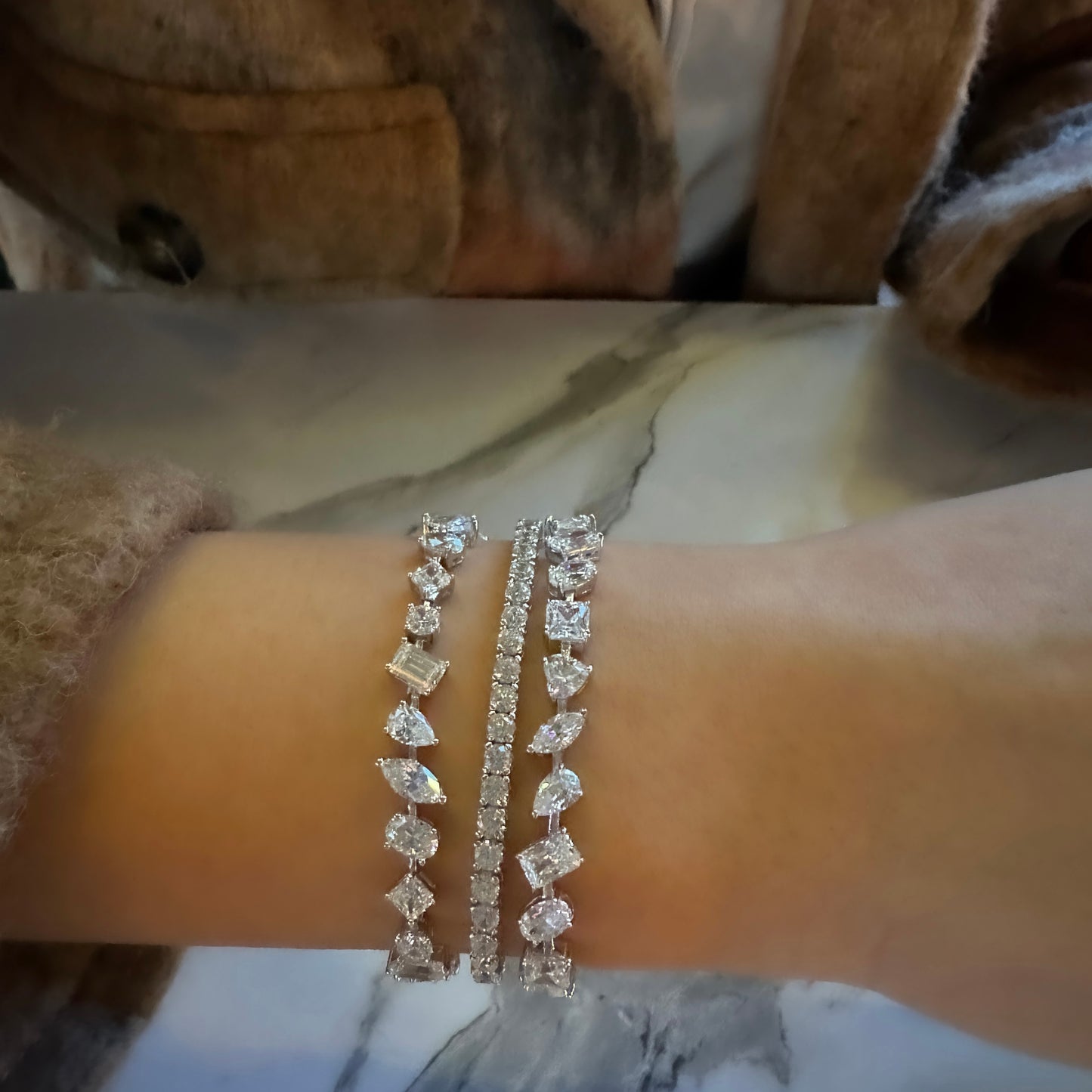 Three and a half mm Moissanite Waterway Bracelet