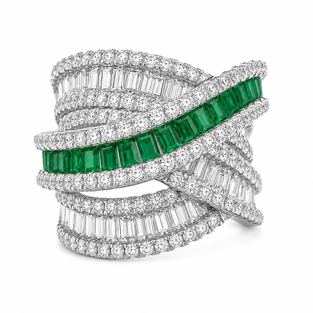 Green Stone with Gradient Color Detail Ring