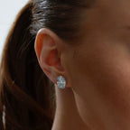 Taşlı Montür Mozanit Oval Küpe