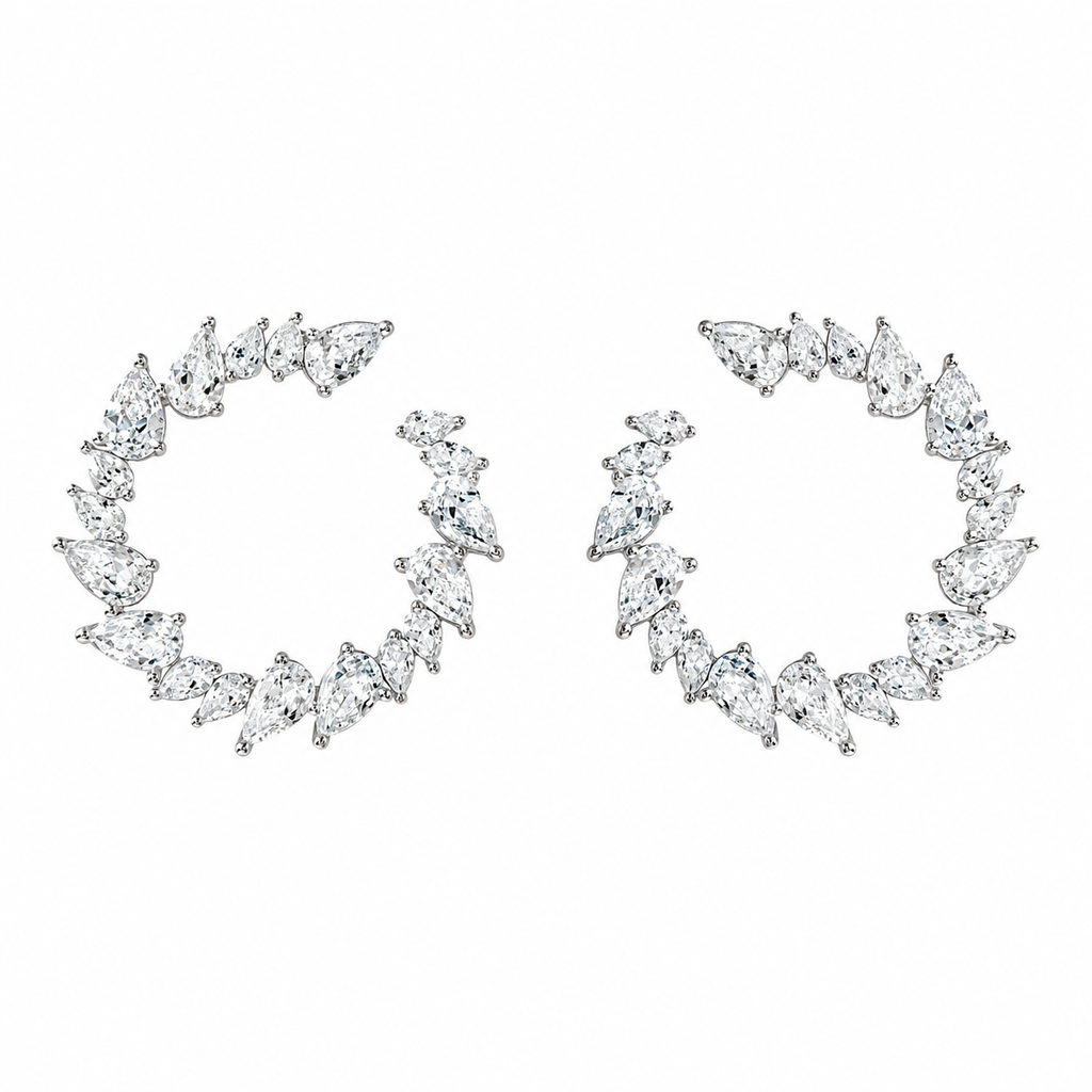 Teardrop Gemstone Round Earrings