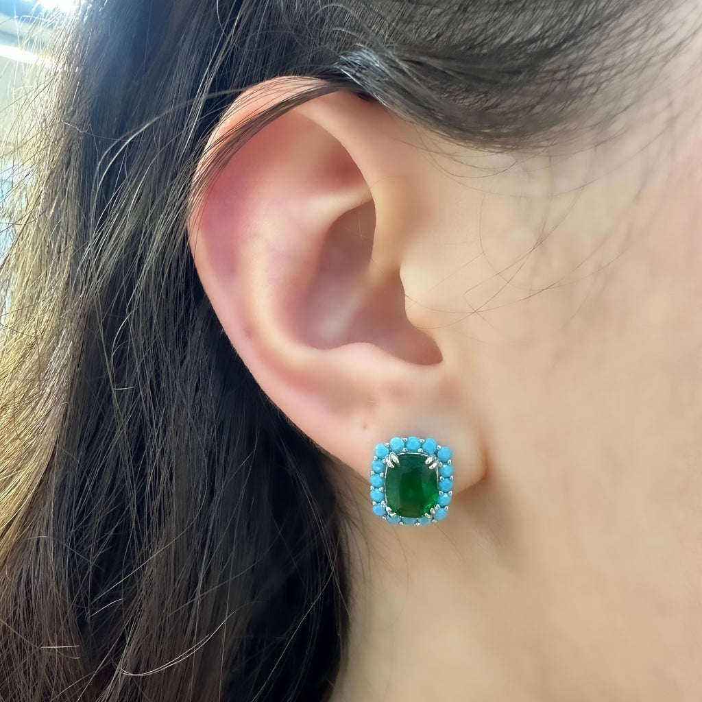 Turkuaz Detaylı Yeşil Küpe