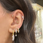 Üstü Taşlı Halka Küpe